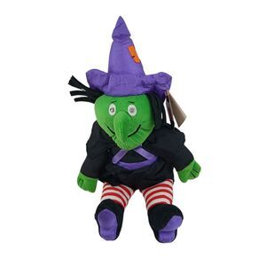 Gibson Greetings Green Witch Plush Halloween Decoration 90s Cackles Eyes Light